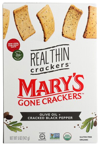 Mary's Gone Crackers Real Thin Crackers Olive Oil & Black Pepper -- 5 oz