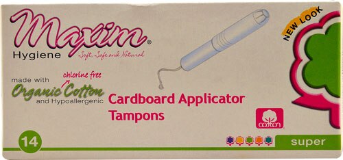 Maxim Hygiene Products Organic Cotton Tampons Super with Cardboard Applicator -- 14 Tampons