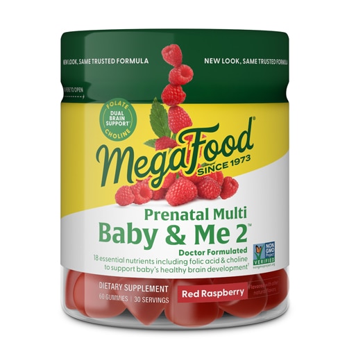 MegaFood Baby & Me 2 Prenatal Vitamin Gummies Red Raspberry