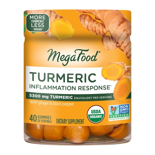 MegaFood Turmeric Gummies - Inflammation Response with Ginger and Black Pepper -- 40 Gummies