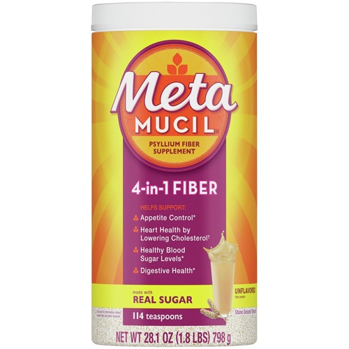 Metamucil Original 4-in-1 Fiber with Real Sugar Coarse Powder Unflavored -- 28.1 oz