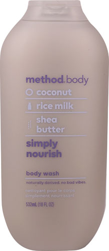 Method Body Wash Simply Nourish Coconut & Rice Milk & Shea Butter -- 18 fl oz