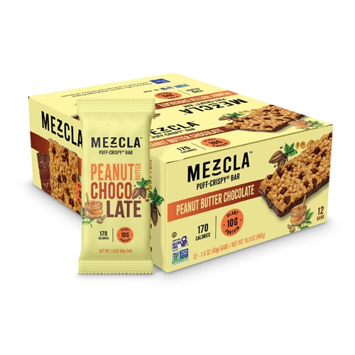 Mezcla Vegan Protein Puff Crispy Bar Peanut Butter Chocolate