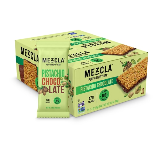 Mezcla Vegan Protein Puff Crispy Bar Pistachio Chocolate