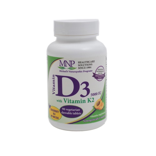 Michaels Naturopathic Programs Vitamin D3 With Vitamin K2 Natural Apricot 5000 Iu 90 Chewable Tablets