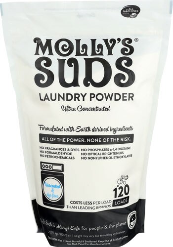 Molly's Suds Free & Clear Laundry Powder Ultra Concentrated Unscented -- 80.25 oz - 120 Loads