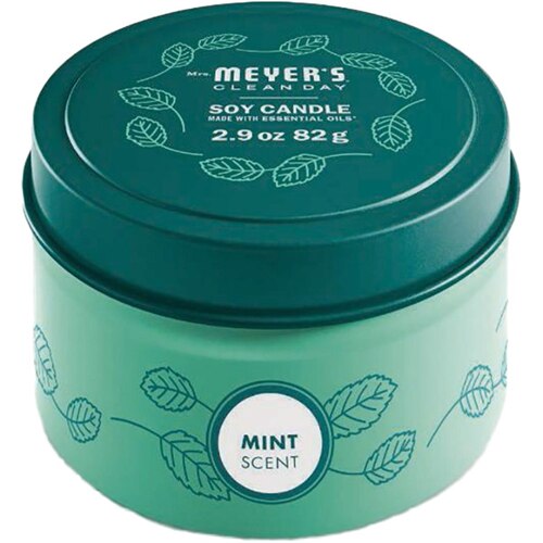 Mrs. Meyer's Clean Day Scented Soy Tin Candle Spring Scent Mint -- 2.9 oz