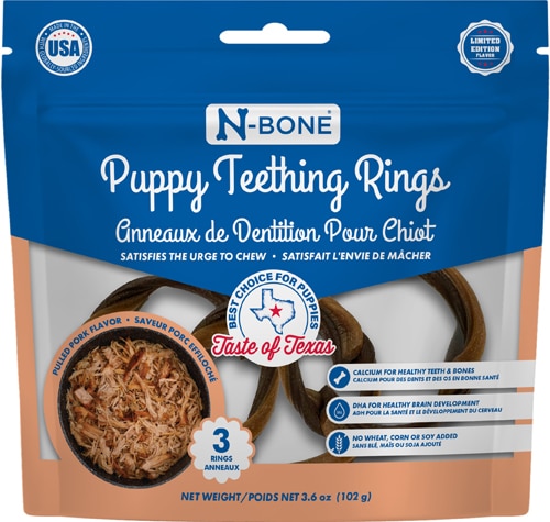 N-Bone Puppy Teething Rings Chew Treat Taste of Texas Pulled Pork