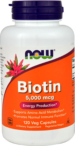 NOW Biotin -- 5000 mcg - 120 Veg s