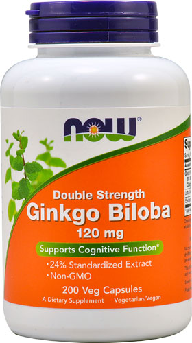 NOW Double Strength Ginkgo Biloba -- 120 mg - 200 Veg Capsules
