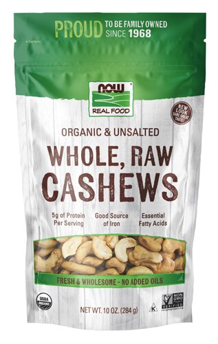 NOW Foods Organic & Unslted Whole Raw Cashews