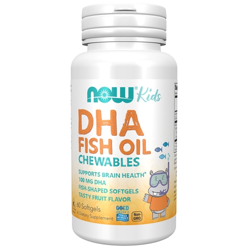 NOW Kid's Chewable DHA Fruit -- 100 mg - 60 Softgels