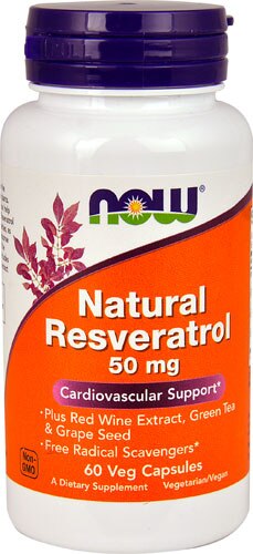 NOW Natural Resveratrol -- 50 mg - 60 Vegetarian Capsules
