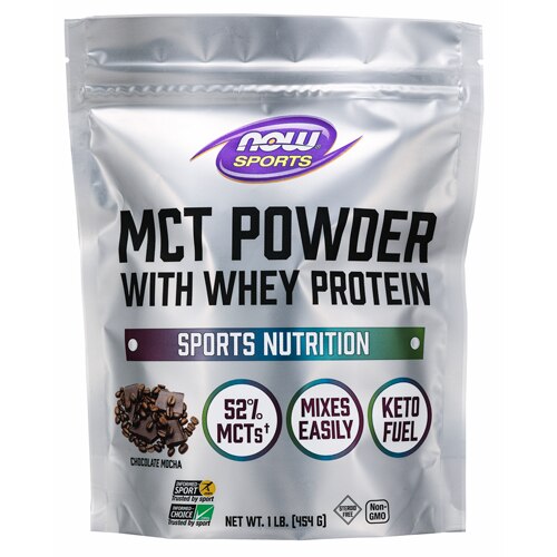 NOW Sports MCT Powder with Whey Protein Isolate Chocolate Mocha