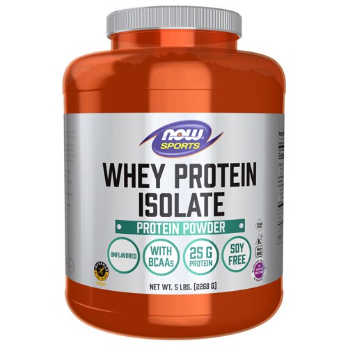 NOW Sports Whey Protein Isolate Natural Unflavored -- 5 lbs