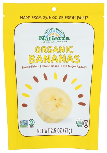 Nature's All Foods Organic Freeze Dried  Bananas - 2.5 oz pouch