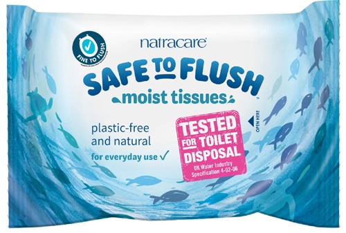 Natracare Organic & Natural Safe to Flush Moist Tissues -- 30 Wipes