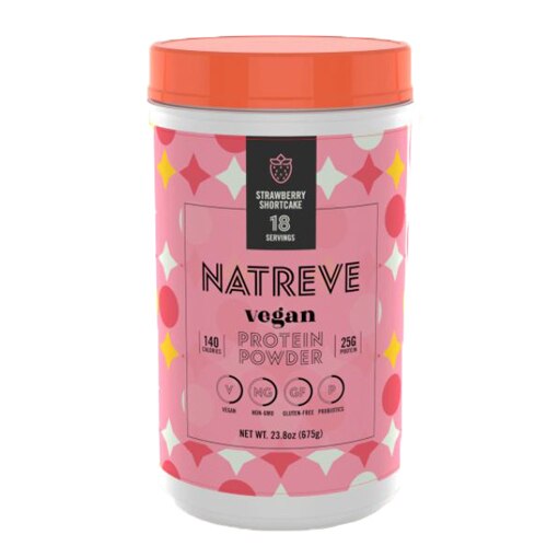 Natreve Vegan Protein Powder Strawberry Shortcake -- 23.8 oz