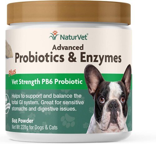 NaturVet Advanced Probiotics And Enzymes Supplement Plus Vet Strength PB6 Probiotic For Dogs & Cats -- 8 oz