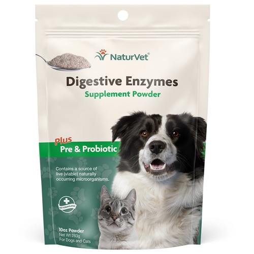 NaturVet Digestive Enzymes Plus Pre & Probiotic Powder for Dogs & Cats -- 10 oz