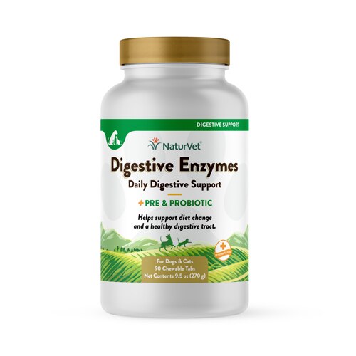 NaturVet Digestive Enzymes Plus Pre & Probiotics for Dogs -- 90 Chewable Tablets