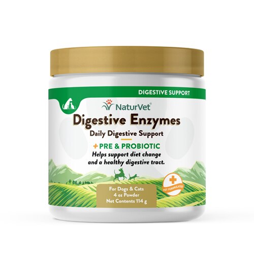 NaturVet Digestive Enzymes Plus Probiotic Powder for Dogs & Cats -- 4 oz