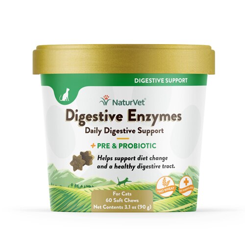 NaturVet Digestive Enzymes Plus Probiotic for Cats -- 60 Soft Chews