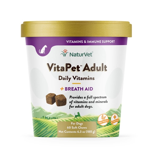 NaturVet VitaPet Adult Daily Vitamins plus Breath Aid for Dogs -- 60 Chewable Tablets