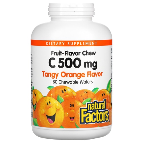 Natural Factors Fruit-Flavor Chew C Tangy Orange -- 500 mg - 180 Chewable Wafers