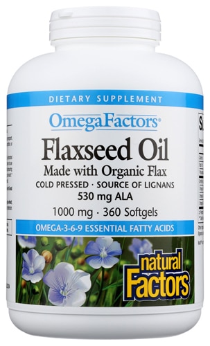 Natural Factors OmegaFactors Flaxseed Oil -- 1000 mg - 360 Softgels ...