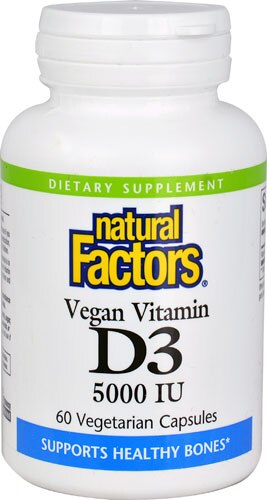 Natural Factors Vegan Vitamin D3 5000 Iu 60 Vegetarian Capsules