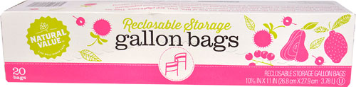 Natural Value Reclosable Storage Gallon Bags -- 20 Bags