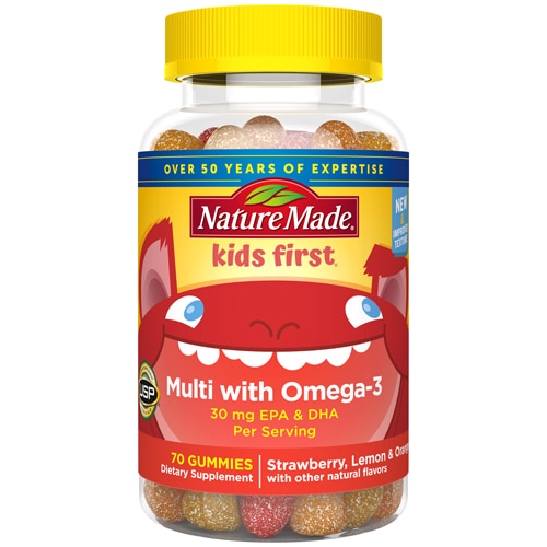 Nature Made Kids First Multivitamin with Omega-3 Strawberry Lemon & Orange -- 70 Gummies