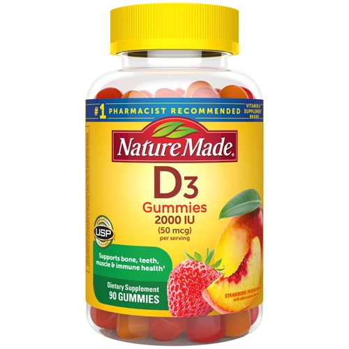 Nature Made Vitamin D3 Adult Gummies Assorted Fruit 90 Gummies