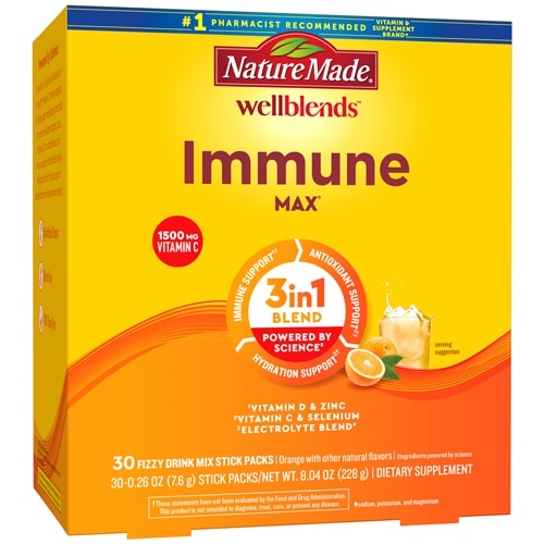 Nature Made Wellblend ImmuneMAX Fizzy Drink Mix Vitamin C Zinc Vitamin D3