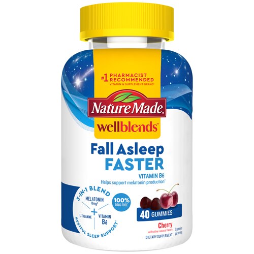 Nature Made Wellblends Fall Asleep Faster Sleep Aid Melatonin Vitamin B6 L Theanine -- 40 Gummies