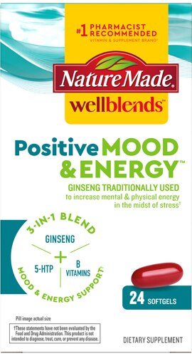Nature Made Wellblends Positive Mood & Energy 5HTP B Vitamins Vitamin B12 Ginseng