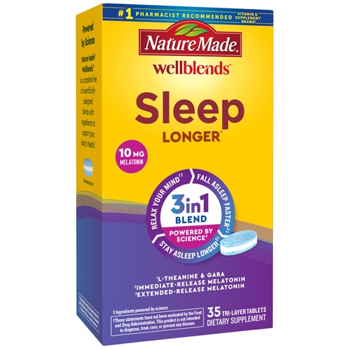 Nature Made Wellblends Sleep Longer Melatonin (10mg) L Theanine GABA