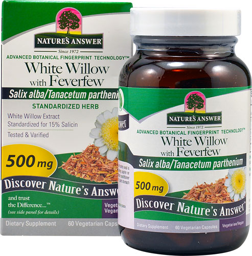 Nature's Answer White Willow with Feverfew -- 500 mg - 60 Vegetarian Capsules
