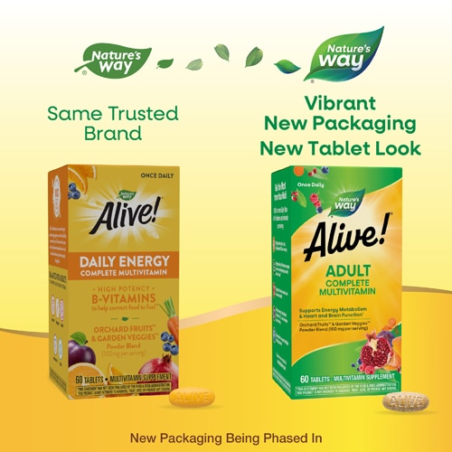 Nature's Way Alive! Adult Complete Multivitamin - Vitamins C-D3-B12-B6-Zinc