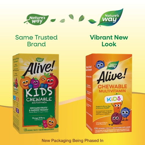 Nature's Way Alive! Kids Chewable Multivitamin - Orange & Berry Flavored -- 120 Chewable Tablets