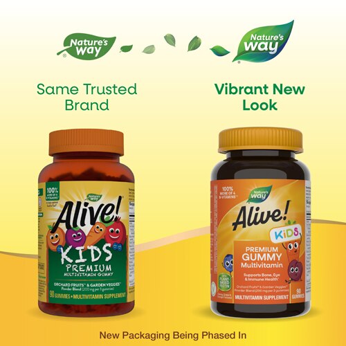 Alive! Multivitamines premium pour enfants, Cerise, orange et raisin, 90  gommes