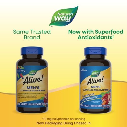 Nature's Way Alive! Men's Complete Multivitamin - Vitamins C-D3-B12-E-Magnesium