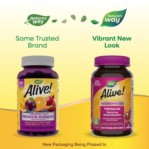 Nature's Way Alive! Women’s 50+ Premium Gummy Multivitamins with B-Vitamins -- 75 Gummies