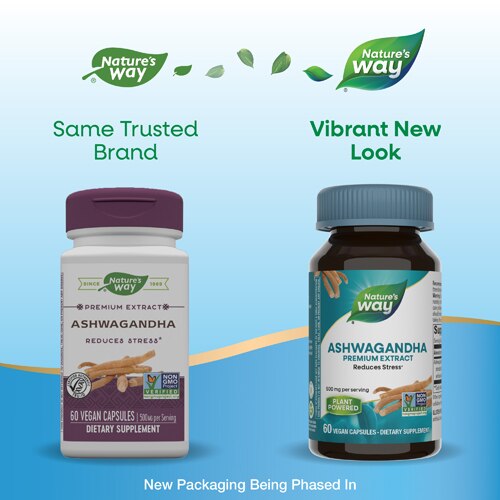 Nature's Way Ashwagandha - Reduces Stress -- 500 mg Per Serving - 60 Vegan Capsules