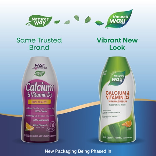 Nature's Way Calcium & Vitamin D3 with Magnesium Liquid Supplement - Citrus Flavored
