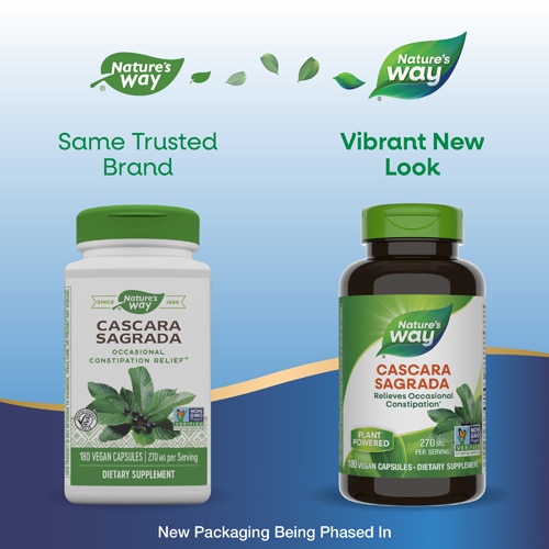 Nature's Way Cascara Sagrada -- 270 mg Per Serving - 180 Vegan Capsules