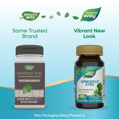 Nature's Way Ginkgold Eyes Visual Health Formula -- 60 mg - 60 Vegan Tablets