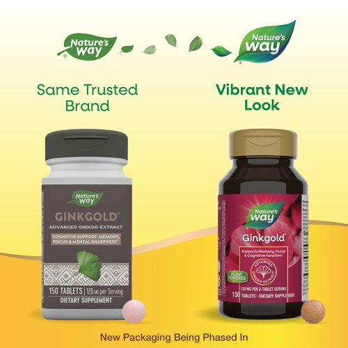 Nature's Way Ginkgold Ginkgo Extract - Cognitive Support -- 120 mg per serving - 150 Tablets