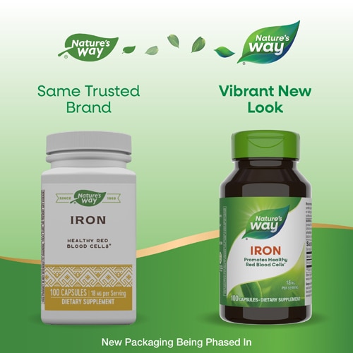Nature's Way Iron - Supports Healthy Red Blood Cells -- 18 mg Per Serving - 100 Capsules